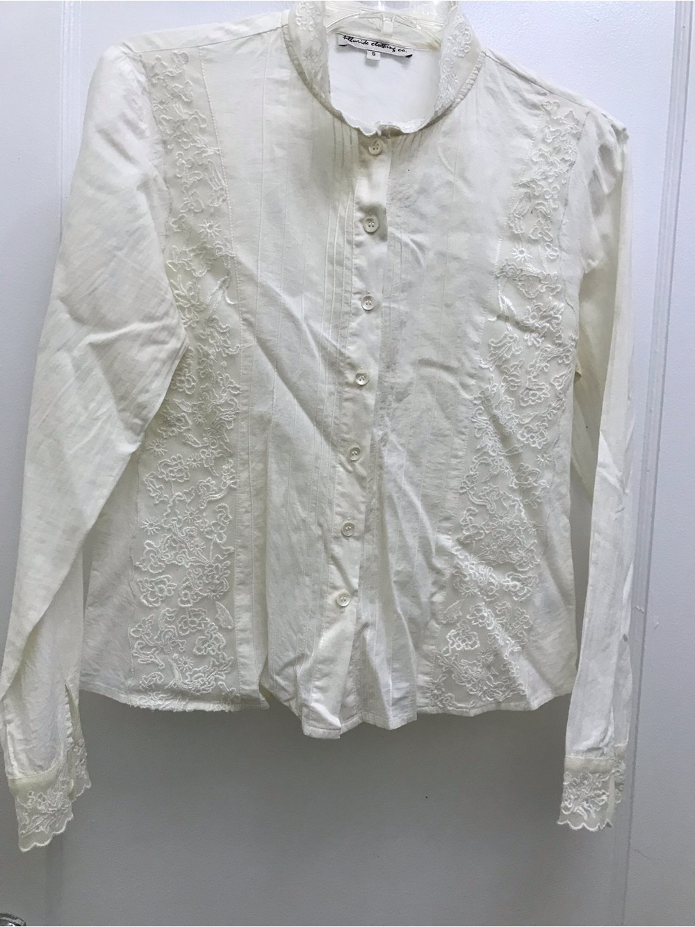 Women's Ivory Embroidered Button-Down Blouse